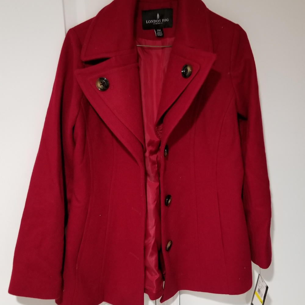 London Fog's  Red Wool Blend Pea Coat